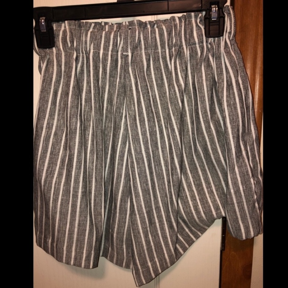 Striped Paper Bag High Rise Shorts
